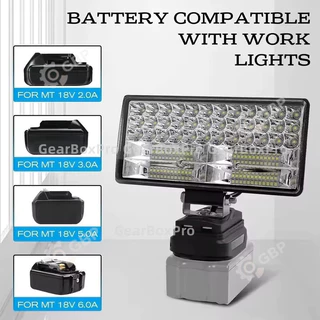 โคมไฟ LED 8 นิ้ว สปอร์ตไลท์พกพา ไฟฉายแรงสูงกลางแจ้ง ใช้กับแบตเตอรี่ Makita พร้อมพอร์ต USB สำหรับแคมป์และตกปลา
