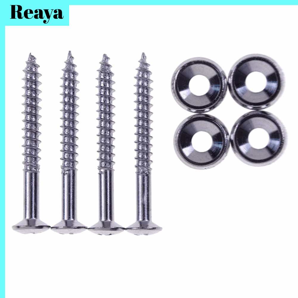 REAYA 4PCS กีตาร์คอสกรู,โลหะเงินกีตาร์คอ Joint Bushings, Professional คอ Joint Ferrules สลักเกลียวกี