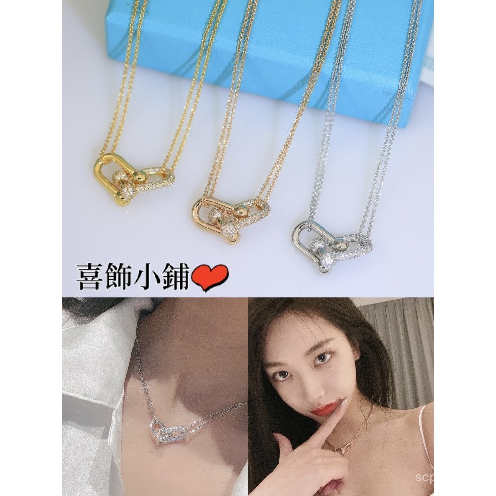 สไตล์ใหม่ 925 เงินสเตอร์ลิงคู่ T แหวนสร้อยคอเพชรสั้นผู้หญิง 5NCA