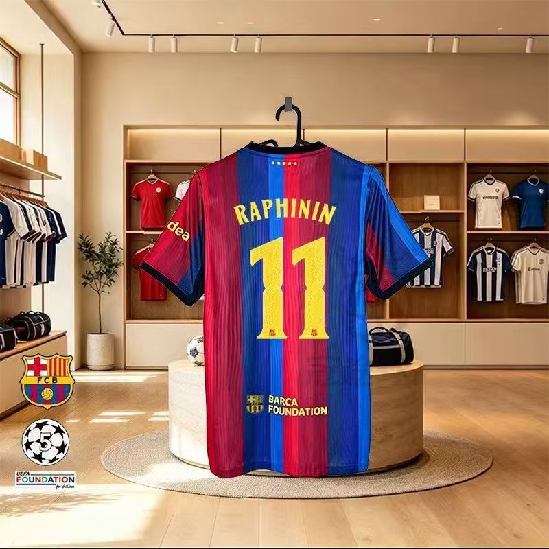 2627 เสื้อบาร์เซโลน่า เรอัล มาดริด เบอร์ 10 Yamal Mbappe เบอร์ 7 เสื้อฟุตบอลเหย้าและเยือน Vinicius