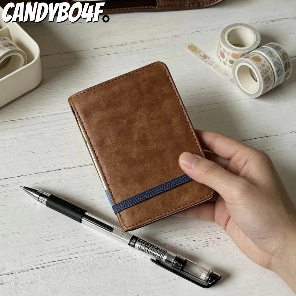 CANDYBO4F Pocket Notebook, 40Sheets Mini Binding Loose Leaf Notebook, Retro 3 Holes Blank/Line Inner