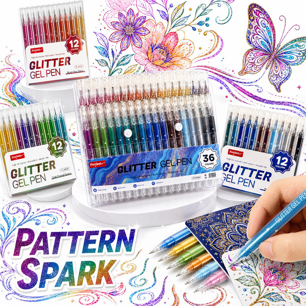 Color Glitter Gel Pen Handbook Stacking Gel Pen Student Creative Stationery Pen