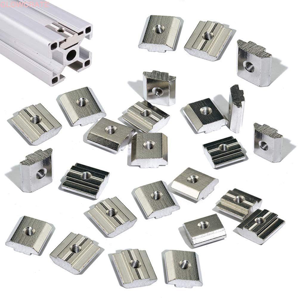 GLOWCRATEBF ค้อน Nut T-Track เลื่อน 2020 3030 4040 4545 T บล็อกอลูมิเนียมโปรไฟล์ T Slot Nut
