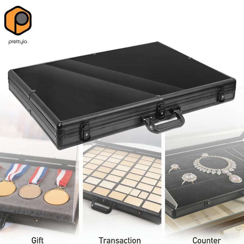 Prettyia Card Display Case Professional Durability Portable Aluminium Frame Show Case