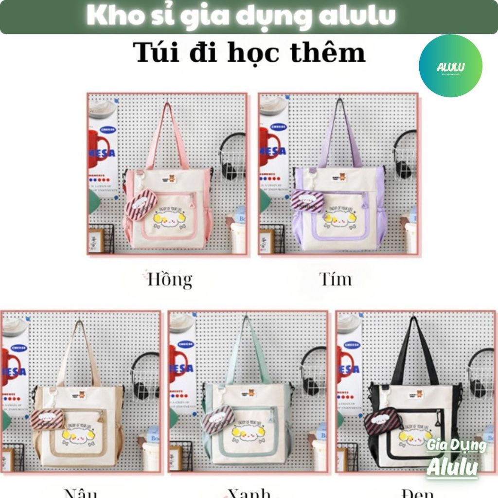 Enjoy Of Your Life Dog Tote กระเป๋านักเรียนพิเศษพร้อมกระเป๋าสตางค์ใบเล็กแฟชั่น 5 สีสุดน่ารัก