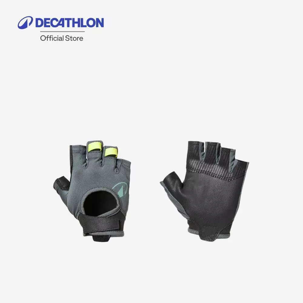 Decathlon Breathable, Durable Fitness Gloves ถุงมือใส่ออกกำลังกายที่มีคุณสมบัติระบายอากาศได้ดีและทนทาน - Black/Green