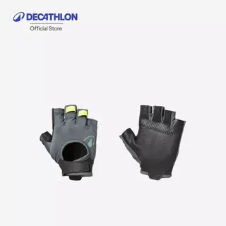 Decathlon Breathable, Durable Fitness Gloves ถุงมือใส่ออกกำลังกายที่มีคุณสมบัติระบายอากาศได้ดีและทนทาน - Black/Green