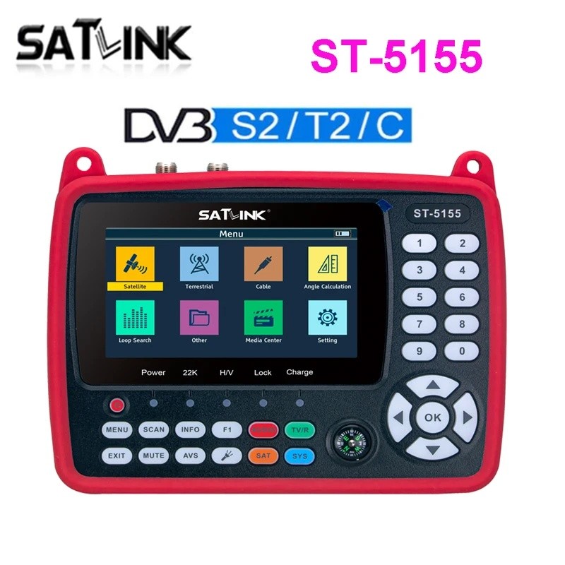 Satlink ST-5155 DVB-S2+DVB-C+ DVB-T2 Combo MPEG4 HD H.265 Satellite Finder เมตร 4.3 นิ้ว VS ST-5150