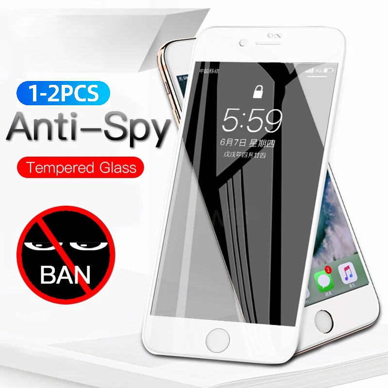 1‐2PcsสําหรับiPhone 8 7 6 6s Plus Anti Spyฟิล์มแก้วสําหรับiPhone SE 2020 2022 8Plus 7Plus 6Plusความเป็นส่วนตัวขอบสีดํากระจกนิรภัยAnti-Shockป้องกันหน้าจอ