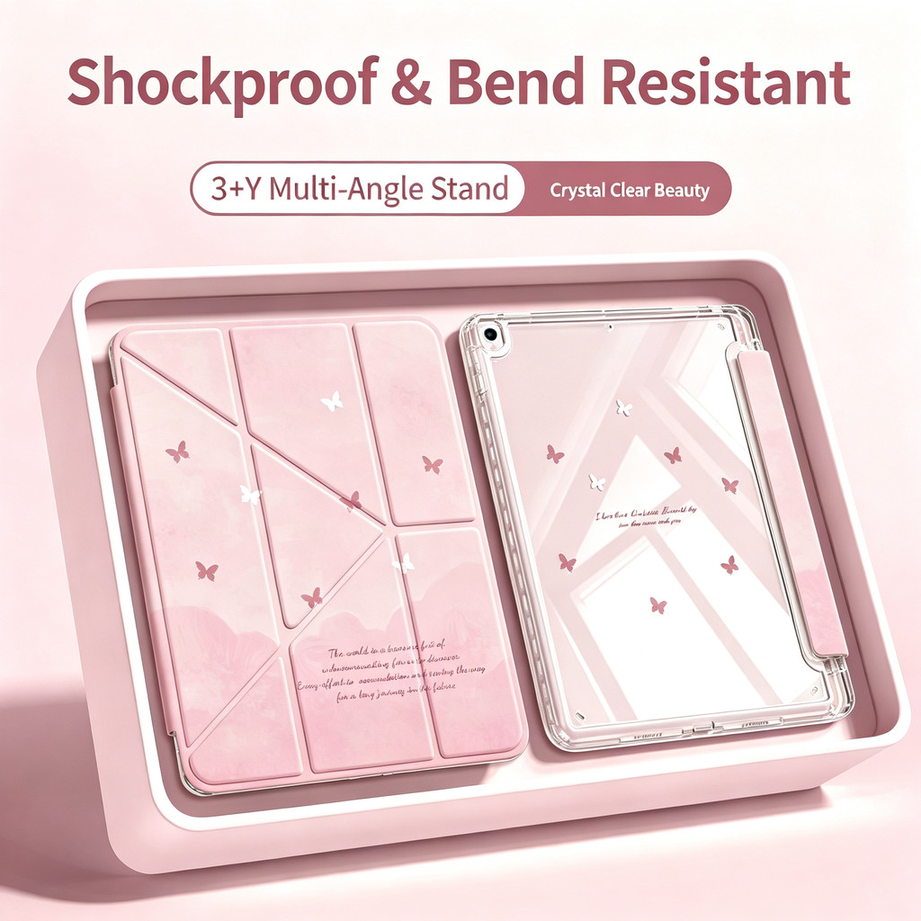 ⚡พร้อมส่ง⚡เคส iPad for Gen9 Air5 Gen7 8 10 11 Air4 6 7 8 Pro11 12.9 13 Mini6 7 ใส่ปากกา พับรูป Y ลายผีเสื้อ