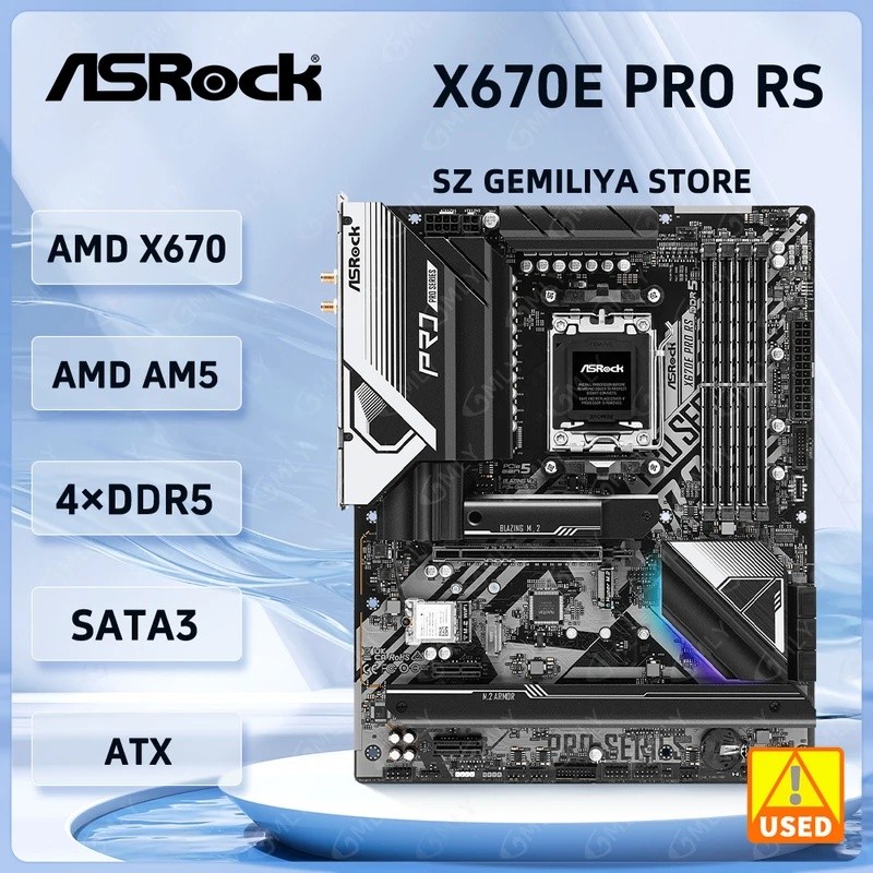  ASRock AMD X670 เมนบอร์ด X670E Pro RS ซ็อกเก็ต AM5 DDR5 256GB รองรับ 7900X 7600 8300GE 9950 8700F 