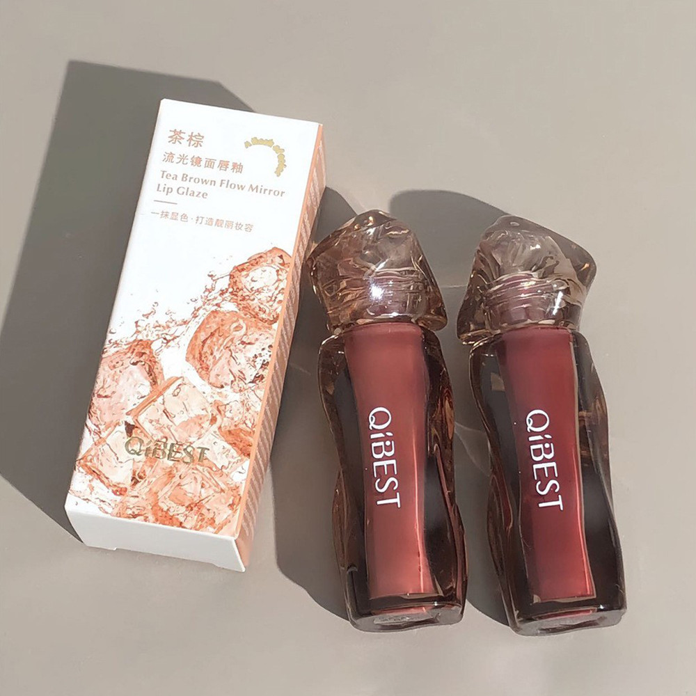 QIBEST Dewy Moist Lip Glaze Perfect สําหรับสํานักงานทุกวันแต่งหน้าฤดูใบไม้ร่วง Vibe Lip Glaze Light 