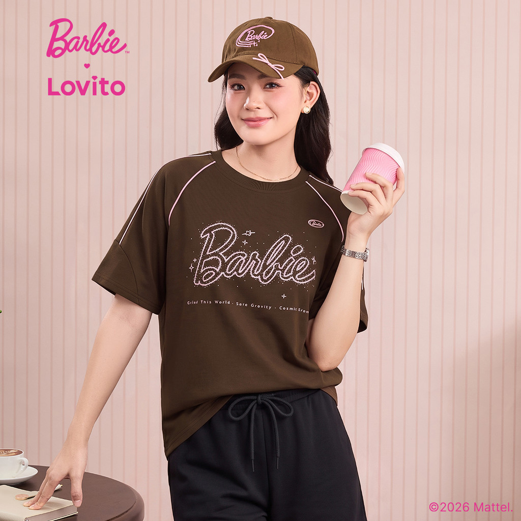 تيشيرت كاجوال بني Barbie × Lovito لوفيتو — صورة 3