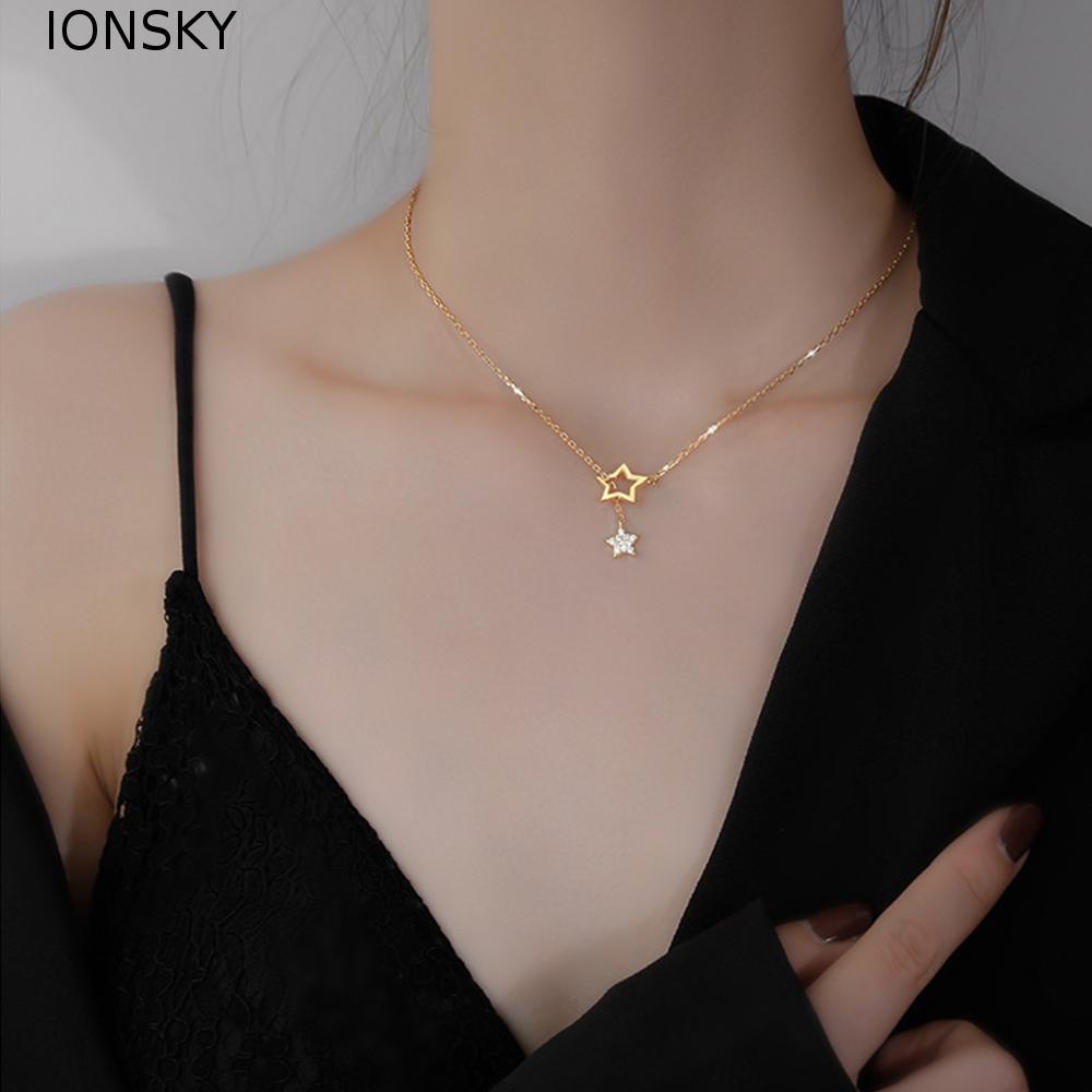 IONSKY Star Necklace อุปกรณ์เครื่องประดับหญิงอารมณ์เรียบง่ายแฟชั่นผู้หญิง Chocker