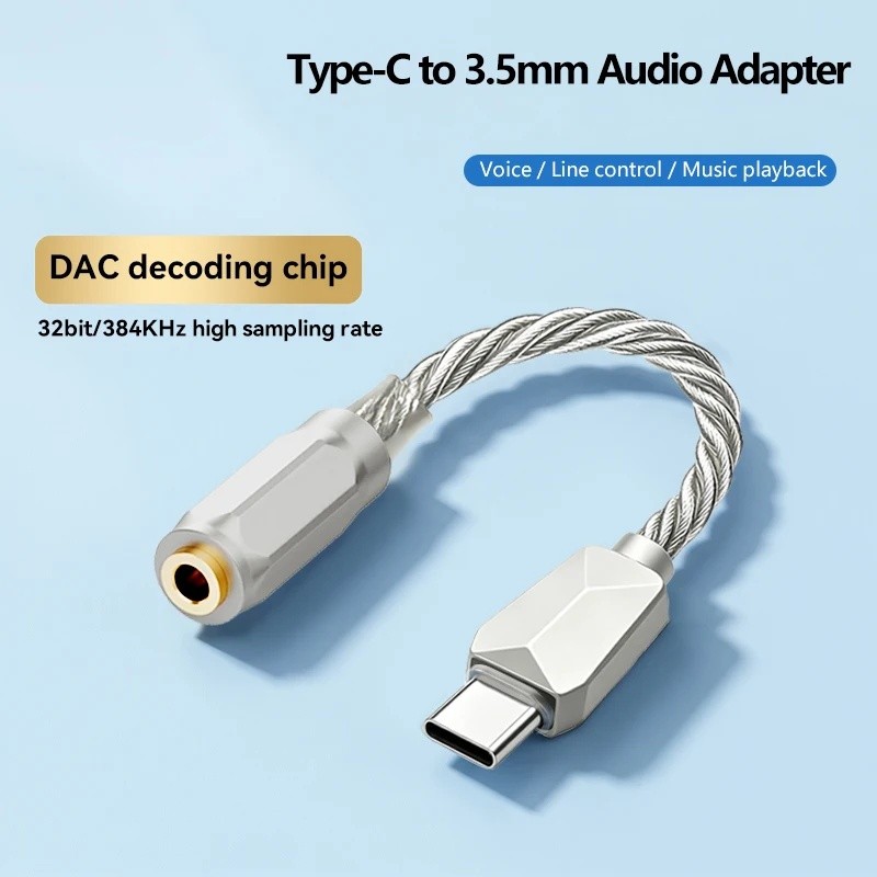 USB C DAC Type-C ถึง 3.5 มม.เครื่องขยายเสียงหูฟัง 32Bit 384KHz Dongle DAC KT02H20 HIFI เสียงถอดรหัสอ