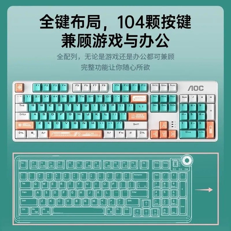 เกม350814Key Wang Wang Mechanical High Wired Girls Value-Off Cloud Yan gk410pro104aoc คีย์บอร์ด