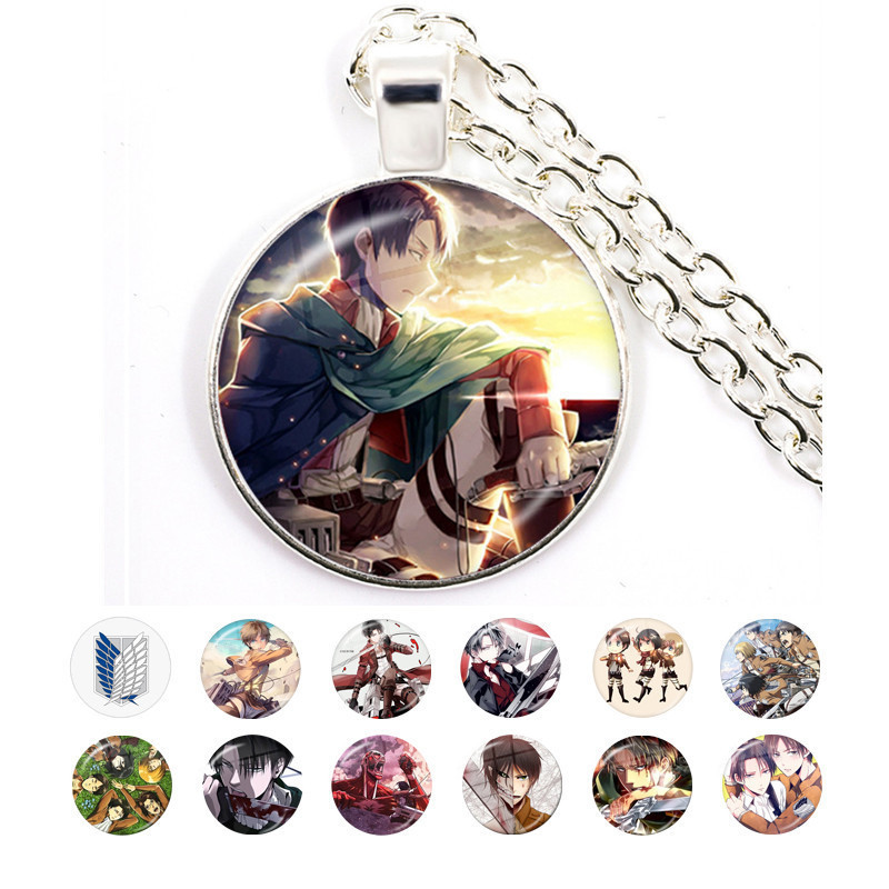 อะนิเมะโจมตีบน Titan Levi Eren Levi Eren Time Gem จี้สร้อยคอ