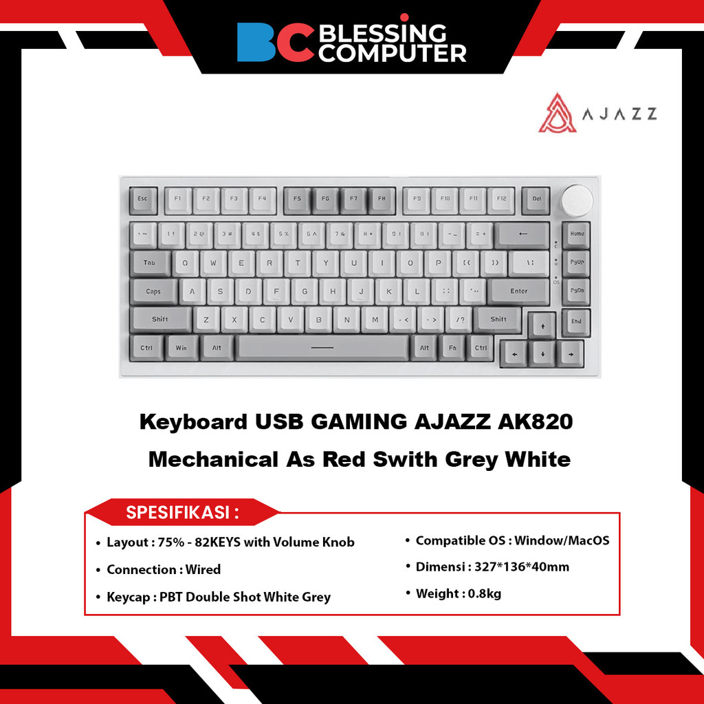 AJAZZ AK820 USB GAMING Keyboard Mechanical As Red Swith Grey White