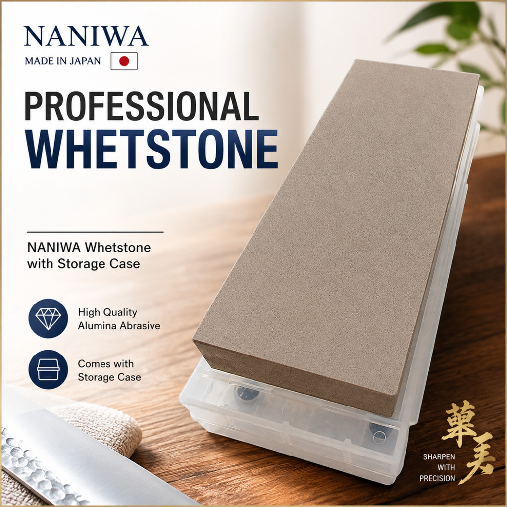 NANIWA Gokuken Kagayaki Professional Whetstone with Sharpening Stand and Storage Case, 210 × 70 mm, Available in Various Grits and Thicknesses