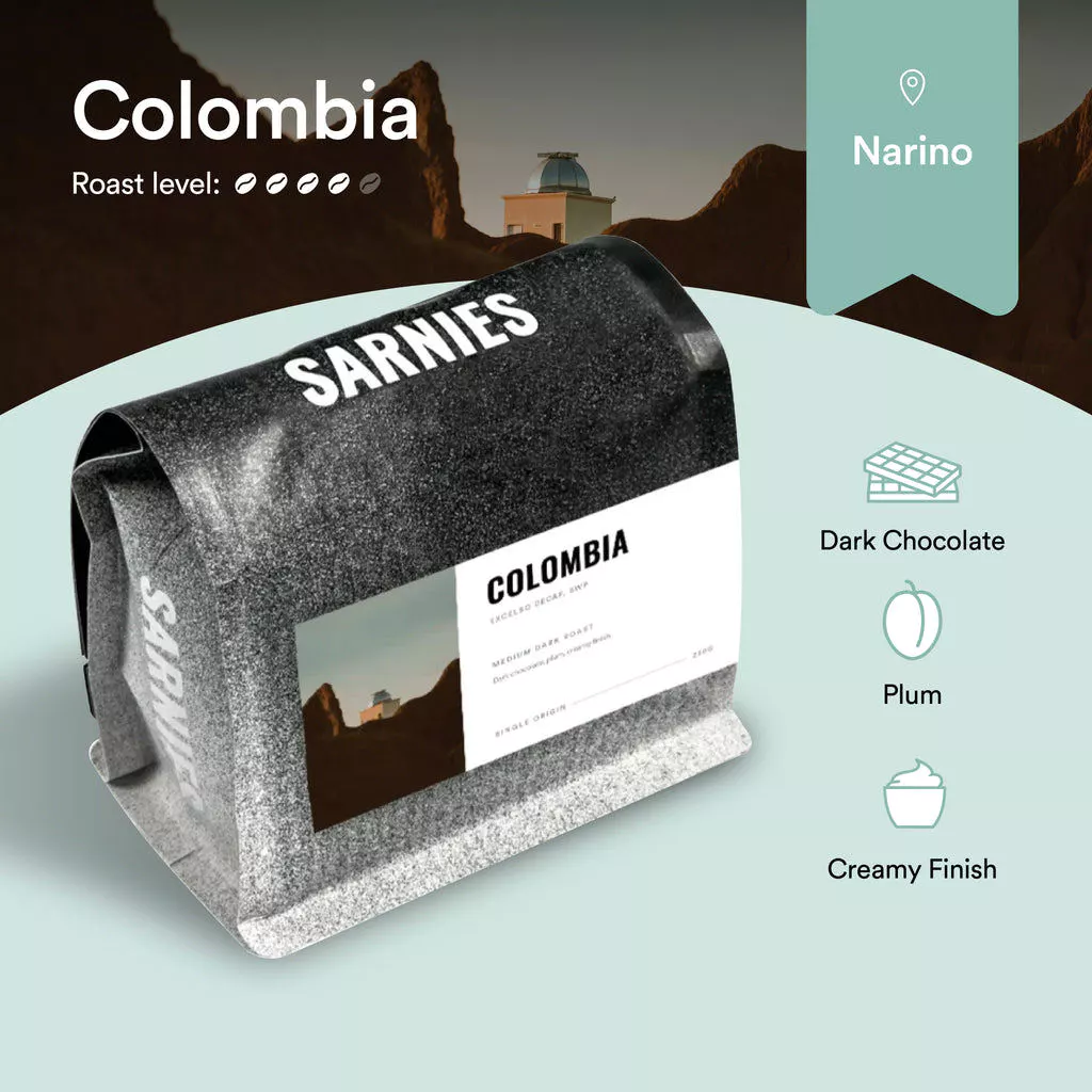เมล็ดกาแฟ โคลอมเบีย เอ็กเซลโซ ดีแคฟ (Swiss Water Process) Colombia, Excelso, Decaf Swiss Water Process (SWP)