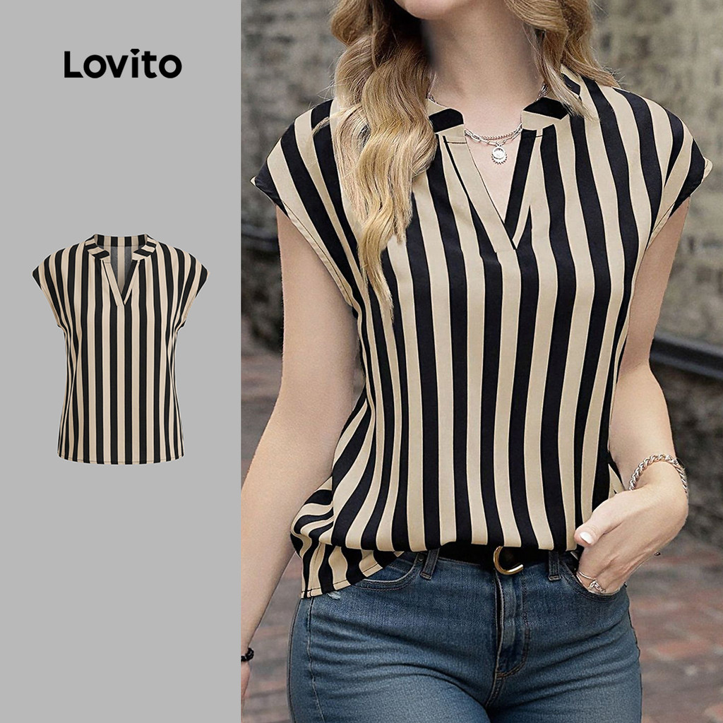 Lovito สง่างาม เสื้อฤดูใบไม้ผลิ/ฤดูร้อนสำหรับผู้หญิง L152LD059