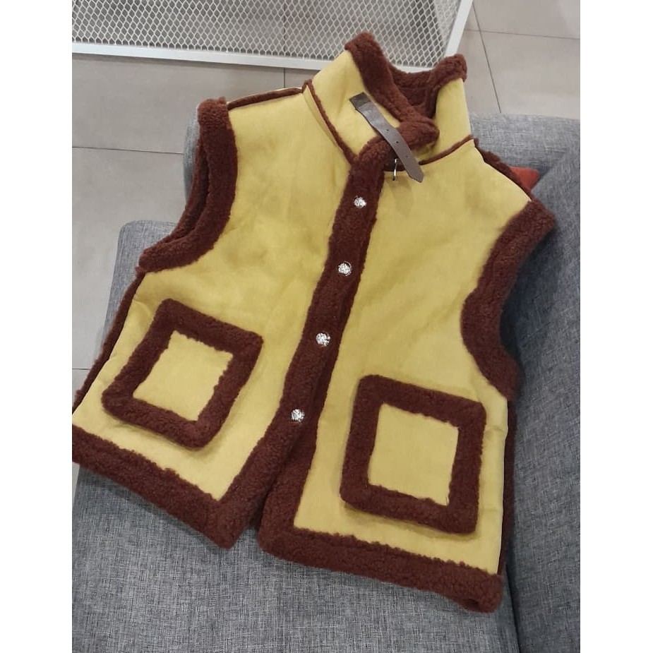 SUEDE BUCKLE FUR VEST WINTER AUTUMN WOMAN OUTFIT ฤดูหนาว FUR VEST