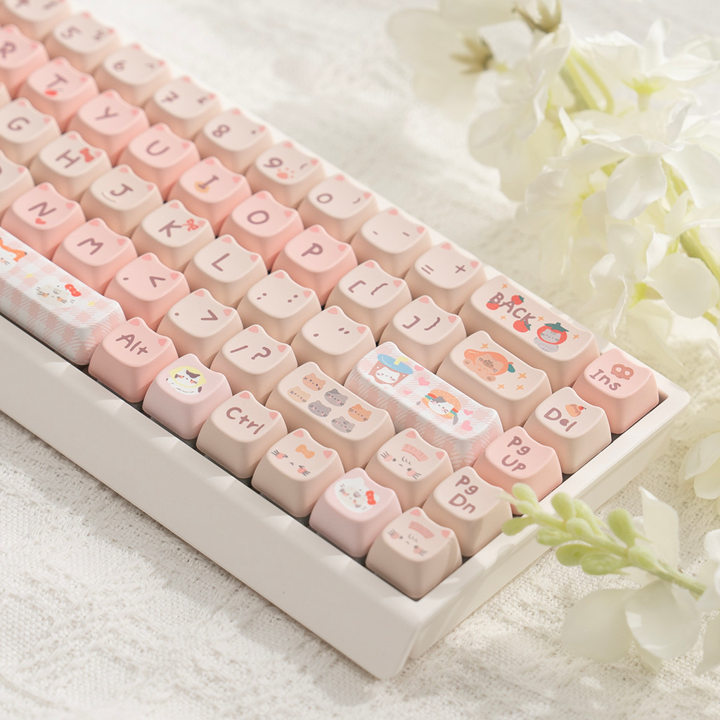 MAO สีชมพู Meow Keycap หูแมวสาวน่ารักเหมาะสําหรับ RK F81 F99 F87 VGNs99 98pro