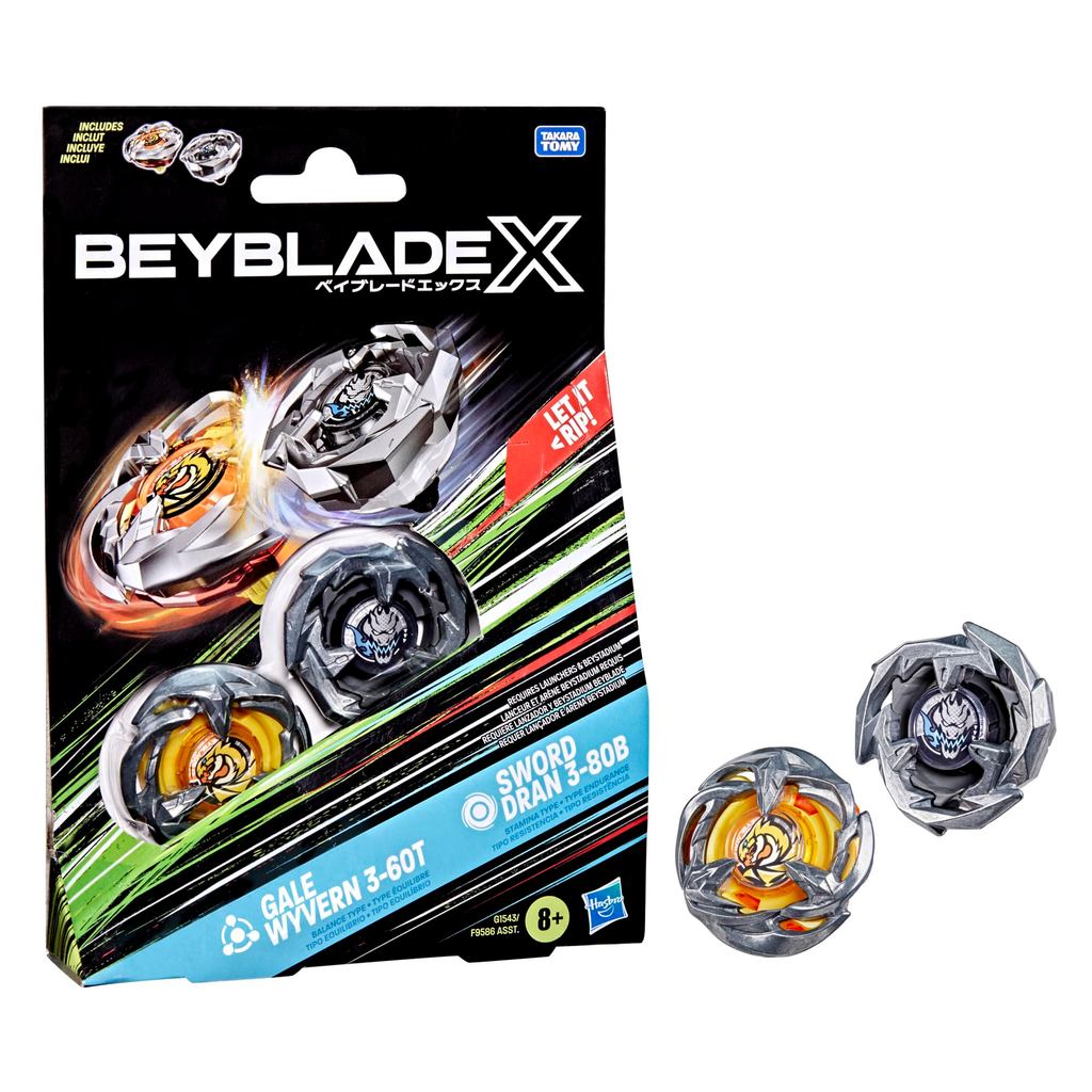 Beyblade X Gale Wyvern 3-60T & Sword Dran 3-80B Dual Pack Set with 2 Right-Spin Tops Genuine Takara 