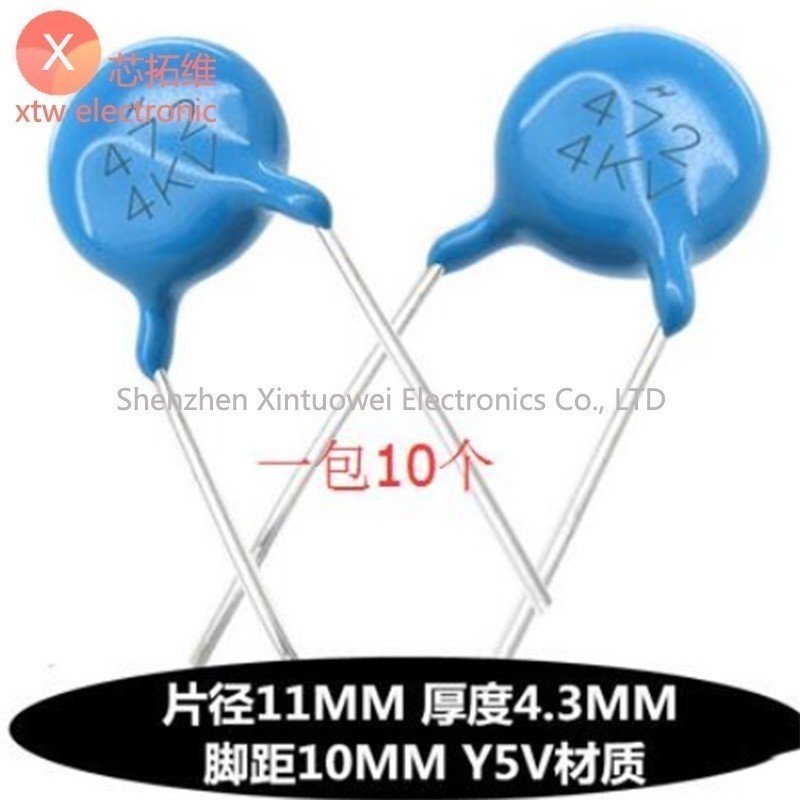 (10 ชิ้น) ตัวเก็บประจุแรงดันสูง 4KV472M เครื่องเชื่อม Y5V 472 4700PF 4000V