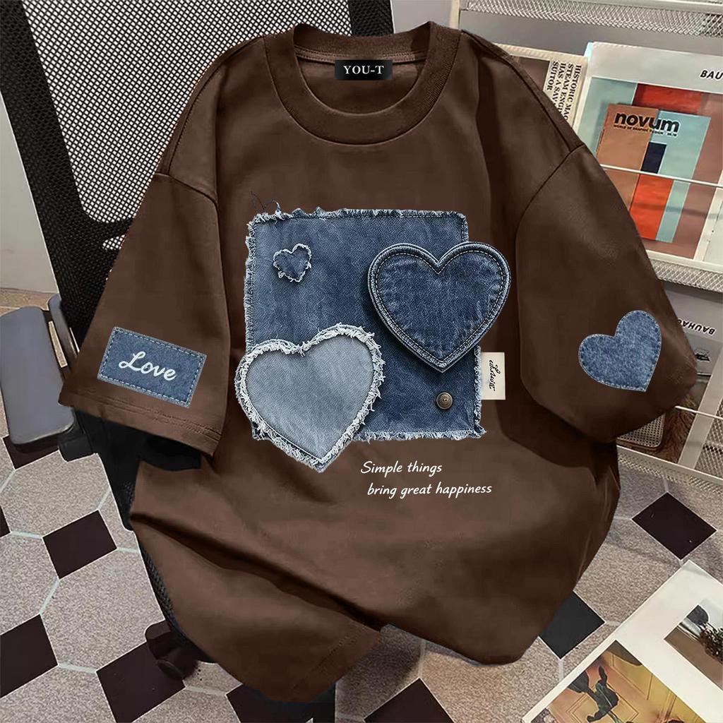 YOU-T🐆เสื้อแฟชั่น ใส่สบาย เสื้อยืดแขนสั้น ลาย เสื้อ ผ้านิ่ม OVERSIZE สไตล์เกาหลี ลาย "Cowboy Heart"