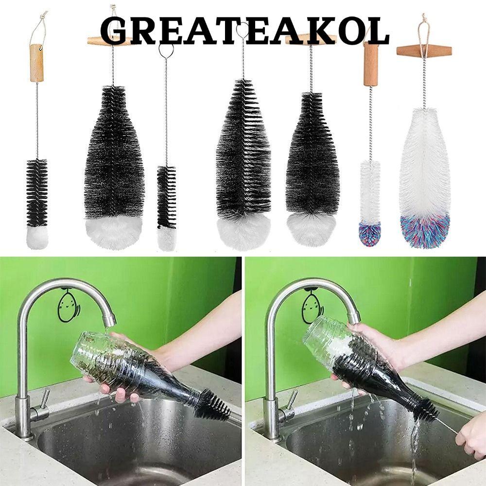 GREATESKOL Glassware Jars ทําความสะอาด,กําจัดฝุ่นด้วย Beechwood Handle Soda Stream ขวดแปรง, เครื่องด