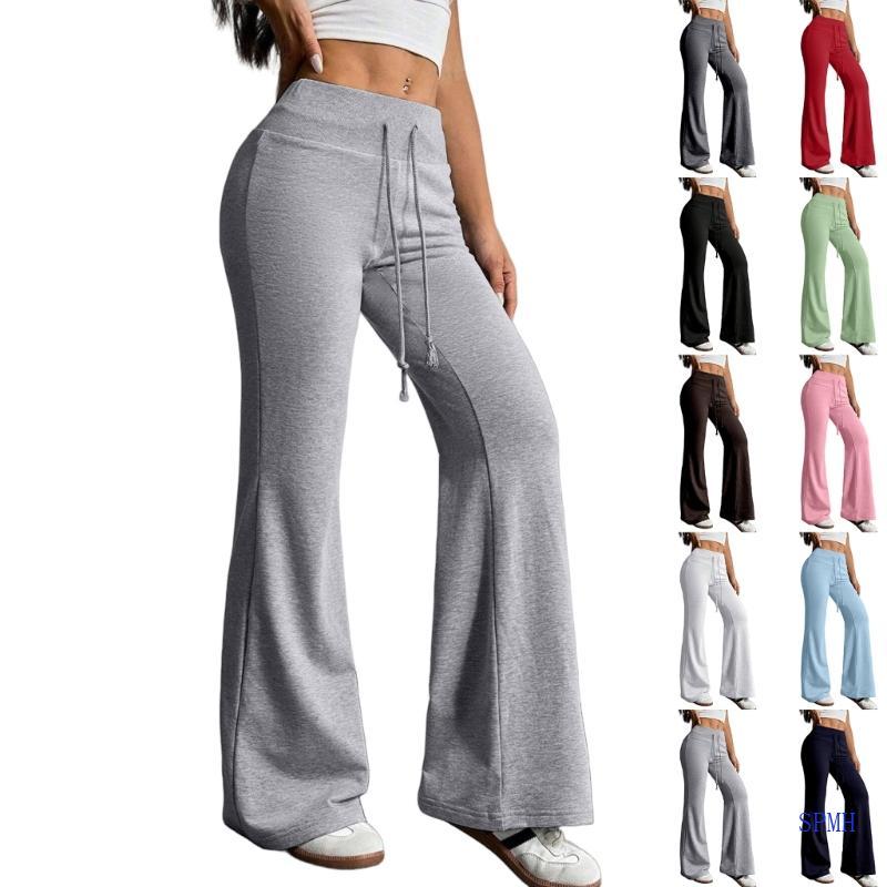 Super Women s Sporty Flare Leg Pants สําหรับออกกําลังกายพร้อมเอวมีเชือกรูด