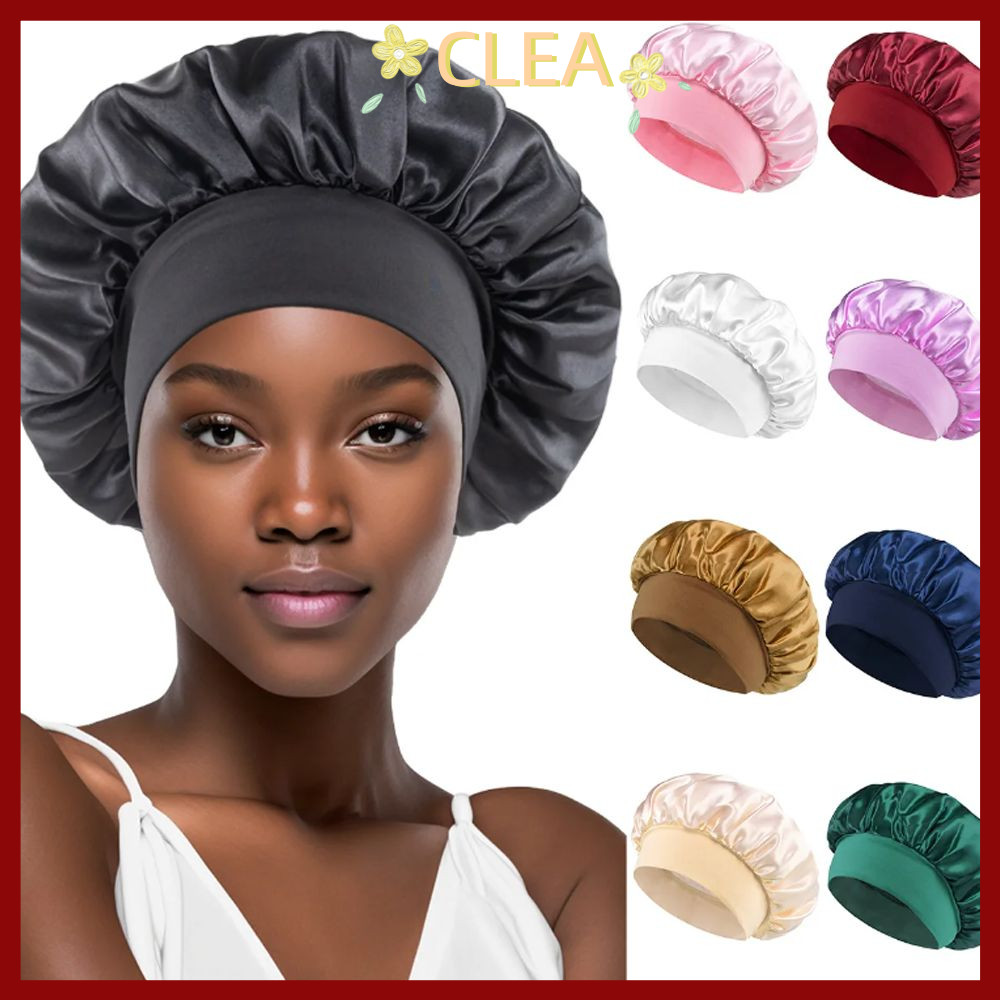 จัดส่งจากประเทศไทยCELA หมวกอาบน้ําซาติน,ขนาดใหญ่ซาตินยาวดูแลเส้นผม Bonnet, สะดวกขอบยืดหยุ่นห่อผ้าไหมเทียมนุ่มคืนหมวกนอนหลับสําหรับผู้หญิง