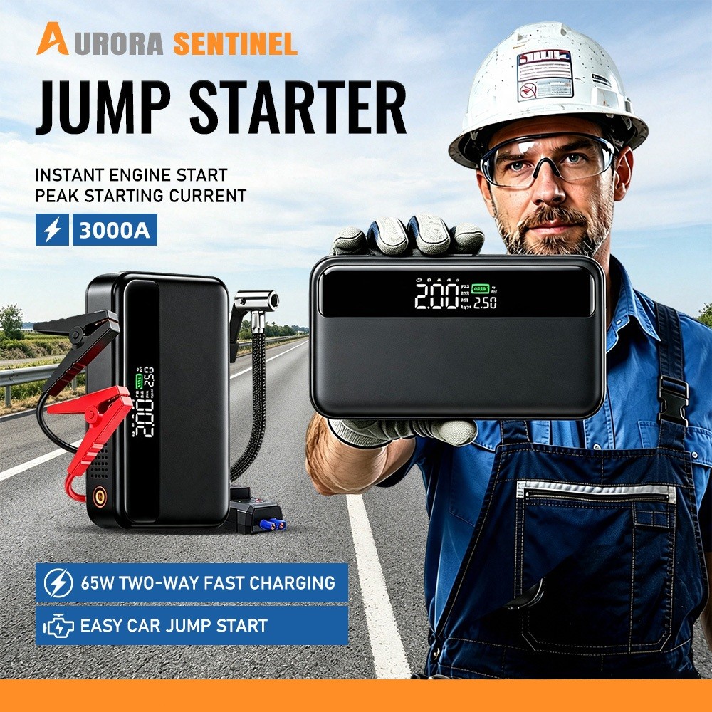 รถ Jump Starter Kereta 20000mAh 4-in-1 Jumpstarter Powerbank Pam Tayar แบบพกพา 65W Fast Charging LED