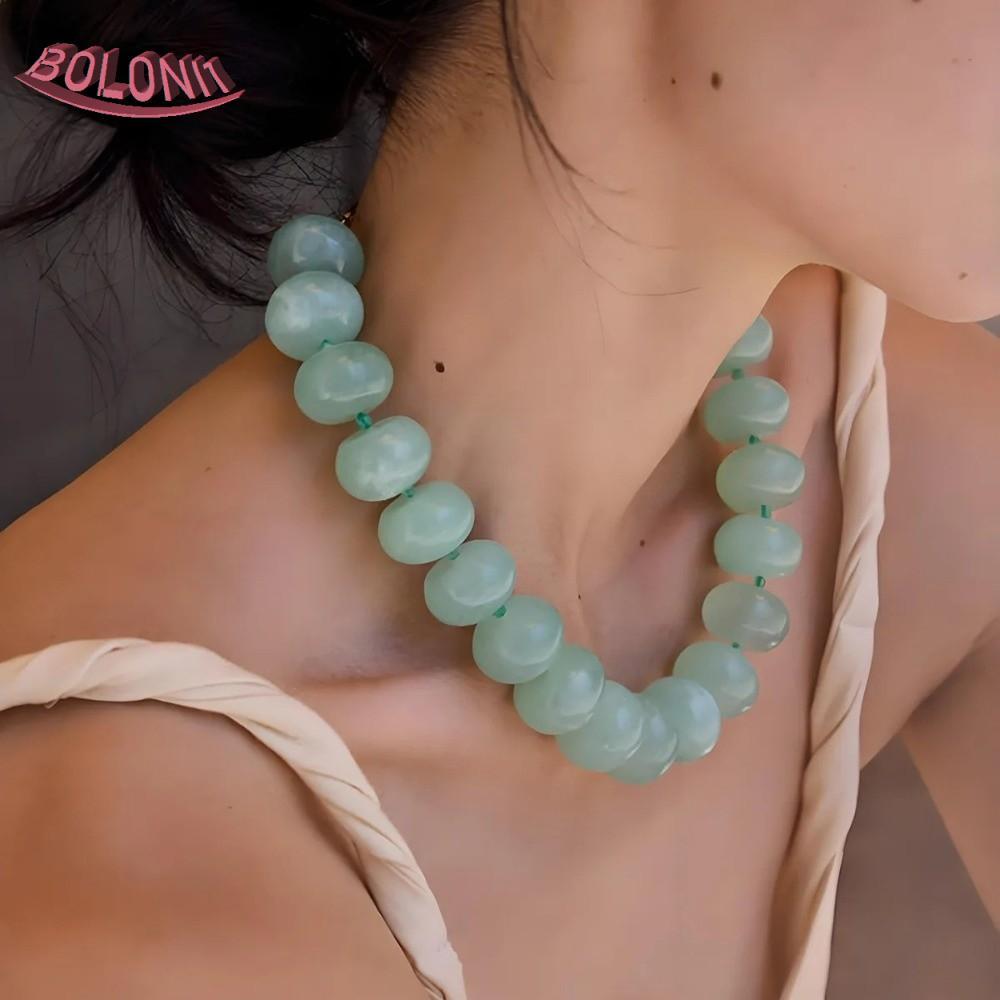 BO อะคริลิค Choker,ที่มีสีสัน Dopamine สร้อยคอลูกปัด, Casual Chunky Y2K โบฮีเมียงบ Clavicle Chain ฤด