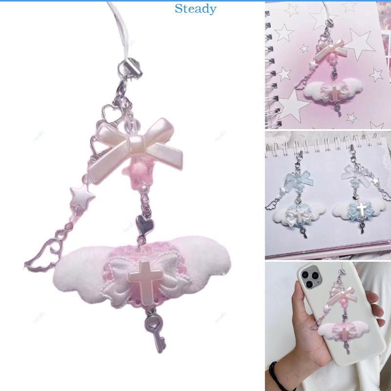 Steady Stylish Bowknot Phone Accessory Trend Phone Charm สําหรับผู้หญิงสาวลูกปัดพวงกุญแจกระเป๋าเป้สะ