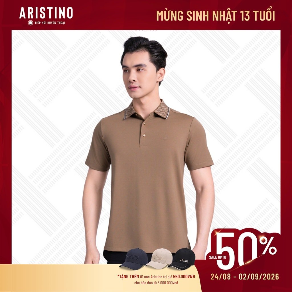 Aristino Business เสื้อโปโลแขนสั้นผู้ชายคอลเลกชันรูปแบบหวายคอที่ละเอียดอ่อน 1PS026AS2