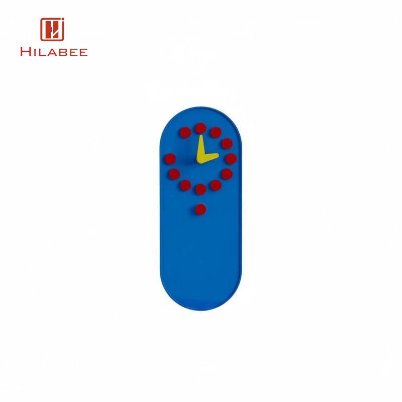 HILABEE Memphis Design Wall Clock ที่ถอดออกได้ Sticky Note Clock 3D Effect สําหรับสีฟ้า