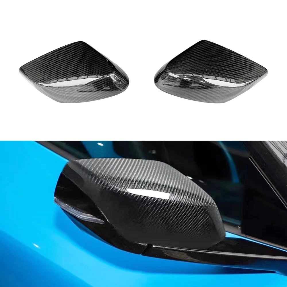 YVHS ใหม่ DRY คาร์บอนไฟเบอร์ด้านข้างกระจกมองหลังสําหรับ Corvette C8 Z51 Z06 2020 + กระจกหมวก