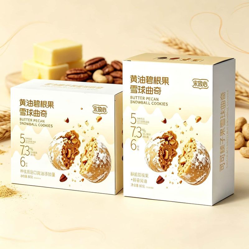 พร้อมสต็อก Quick Shipment Butter Biscuits Nuts Pastry Snowballs Cocoa Hazelnuts Snowballs Cookies Re