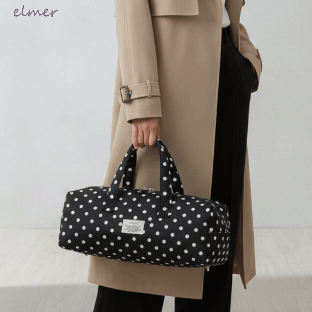 ELMER Corduroy Barrel กระเป๋า,น้ําหนักเบา Pastel Heart Quilted กระเป๋าถือ,กระเป๋าเดินทางซิป Ribbed S