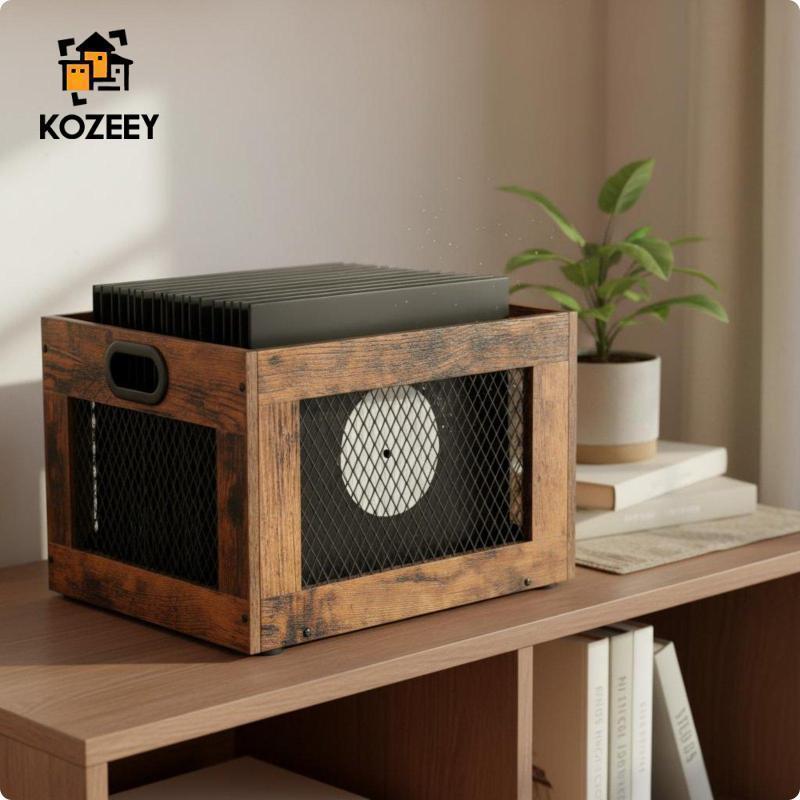 [KOZEEY] Records Storage Crate with Handle Vinyl Records Organizer Mesh Side Panels Vinyl Organizer 