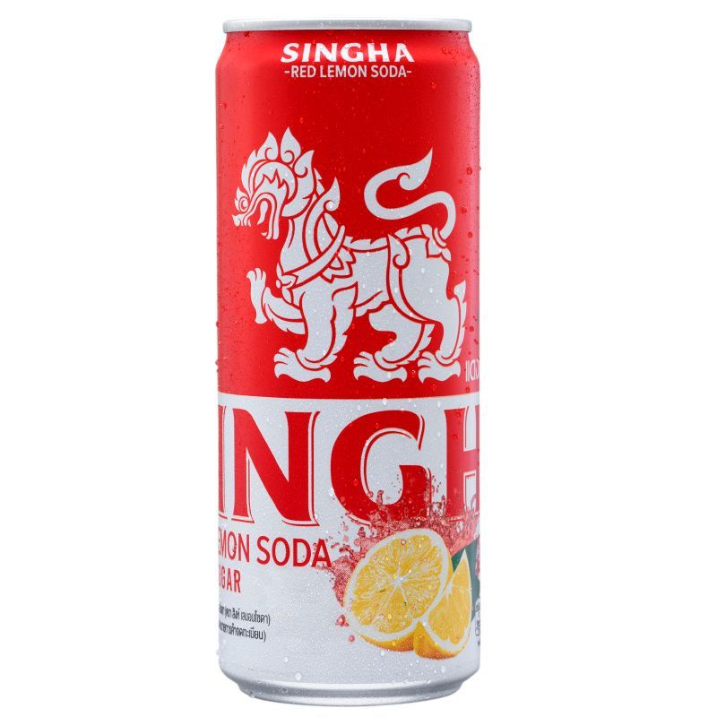 สิงห์เรดเลมอนโซดาไม่มีน้ำตาล 330มล. Singha Red Lemon Soda No Sugar 330ml. [หมายเลขบาร์โค้ด 8850999019123 ]