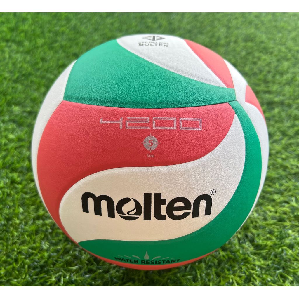 วอลเลย์บอลหนังพียู (PU) Molten รุ่น V5M4200 ไม่ดูดซับน้ำ (water resistant) เบอร์ 5 ผิวนุ่ม มี มอก