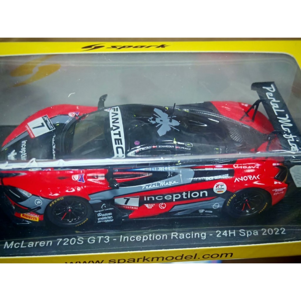 [สต๊อกพร้อม] 1: 43 spark McLaren 720s gt3 2022 Racing Model สปาสปา