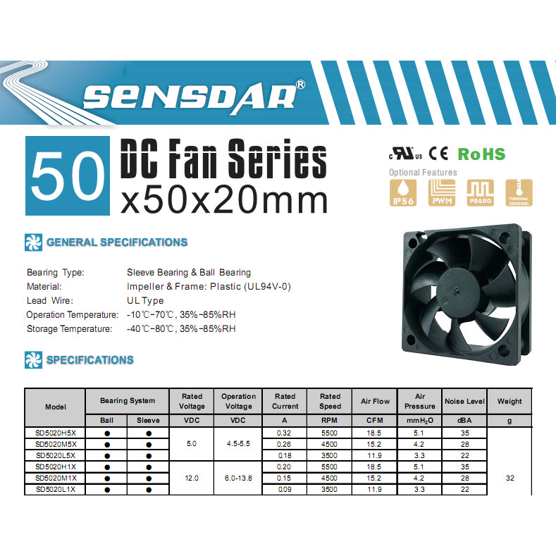 DELTA DELTA AFB0512VHD 5020 12V 0.24 A 5cm Double Ball Server Fan