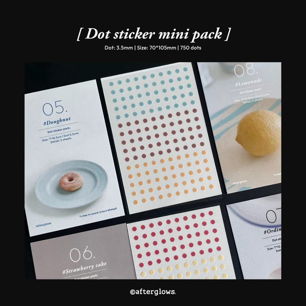 แสงระเรื่อ. Dot Stickers mini Japanese Paper Stickers Handbook Decorative Basic Style Original Desig