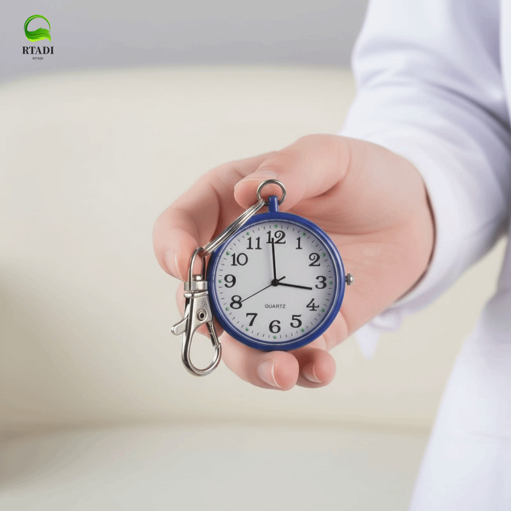 RTADI Luminous Pocket Watch, Easy Reading Quartz Movement Key Chain Fob Clock, Clear Dial Timepiece 