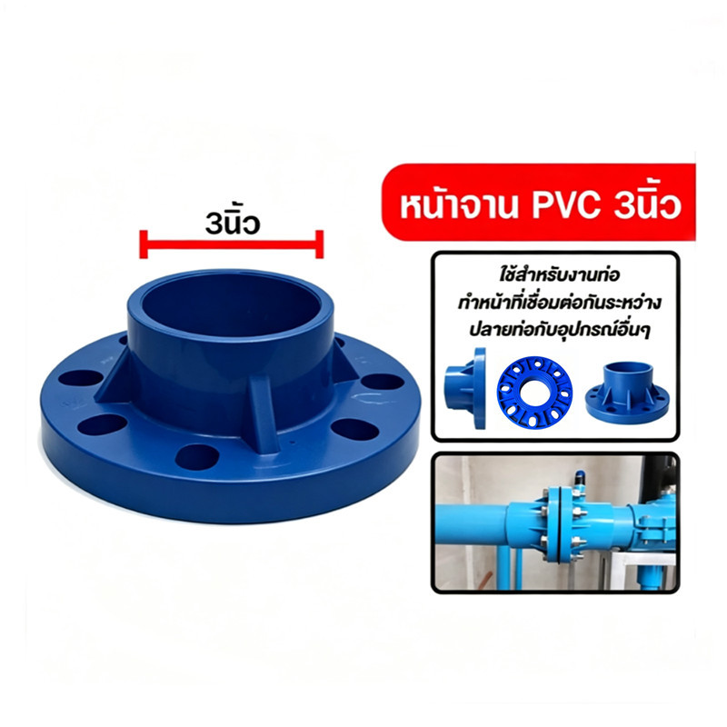 【COD】หน้าจาน PVC หน้าแปลน 3นิ้ว ข้อต่อหน้าจาน ท่อสั้นพีวีซี อย่างหนา ทนทานต่อแรงดันและแรงกด