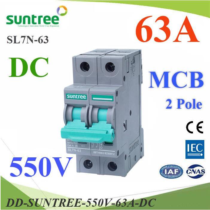 .เบรกเกอร์ DC 550V -63A 2Pole เบรกเกอร์ไฟฟ้า SUNTREE BEC โซลาร์เซลล์ MCB DD